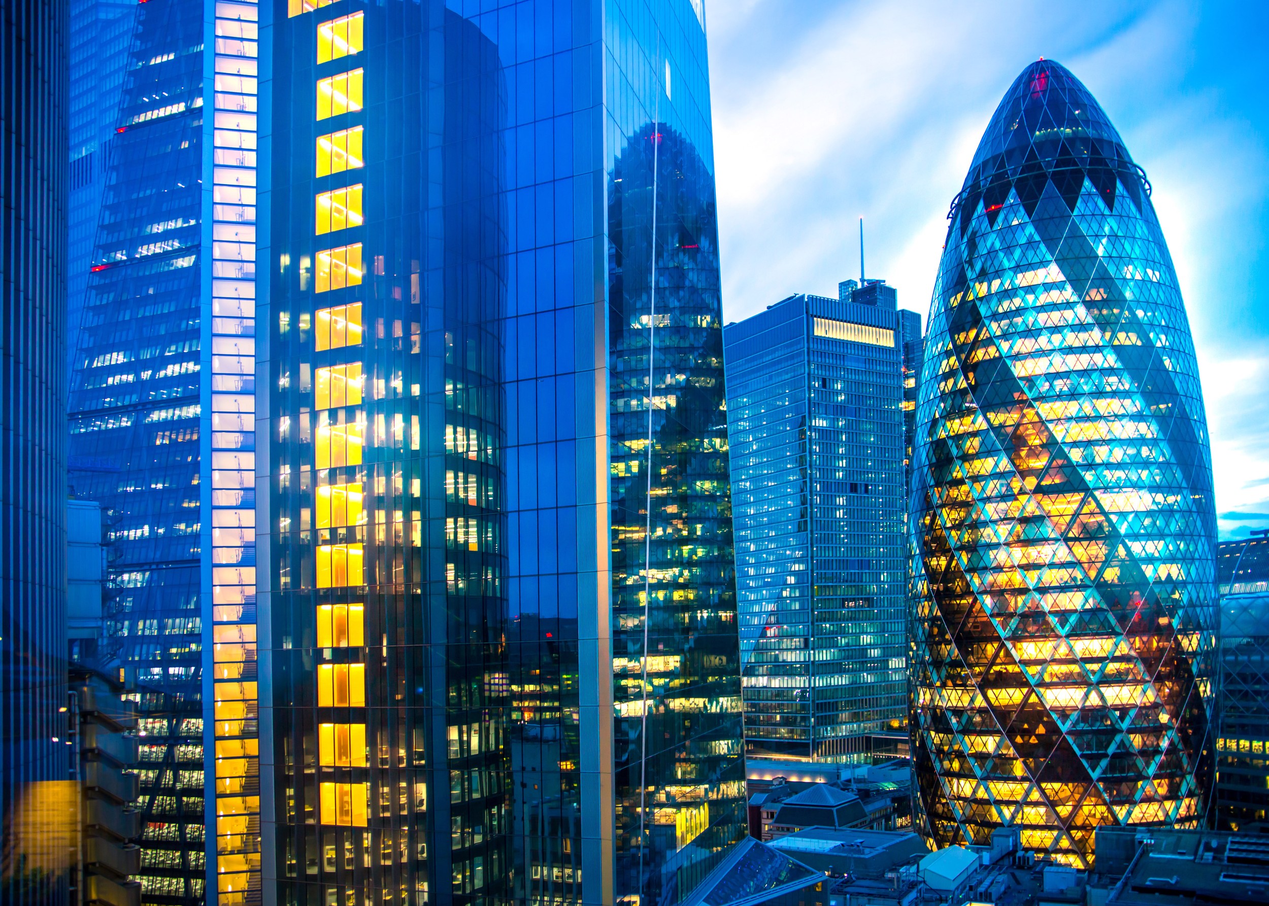 Небостъргачи и Gherkin в Лондон Сити