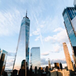 Небостъргачи на Ню Йорк при залез