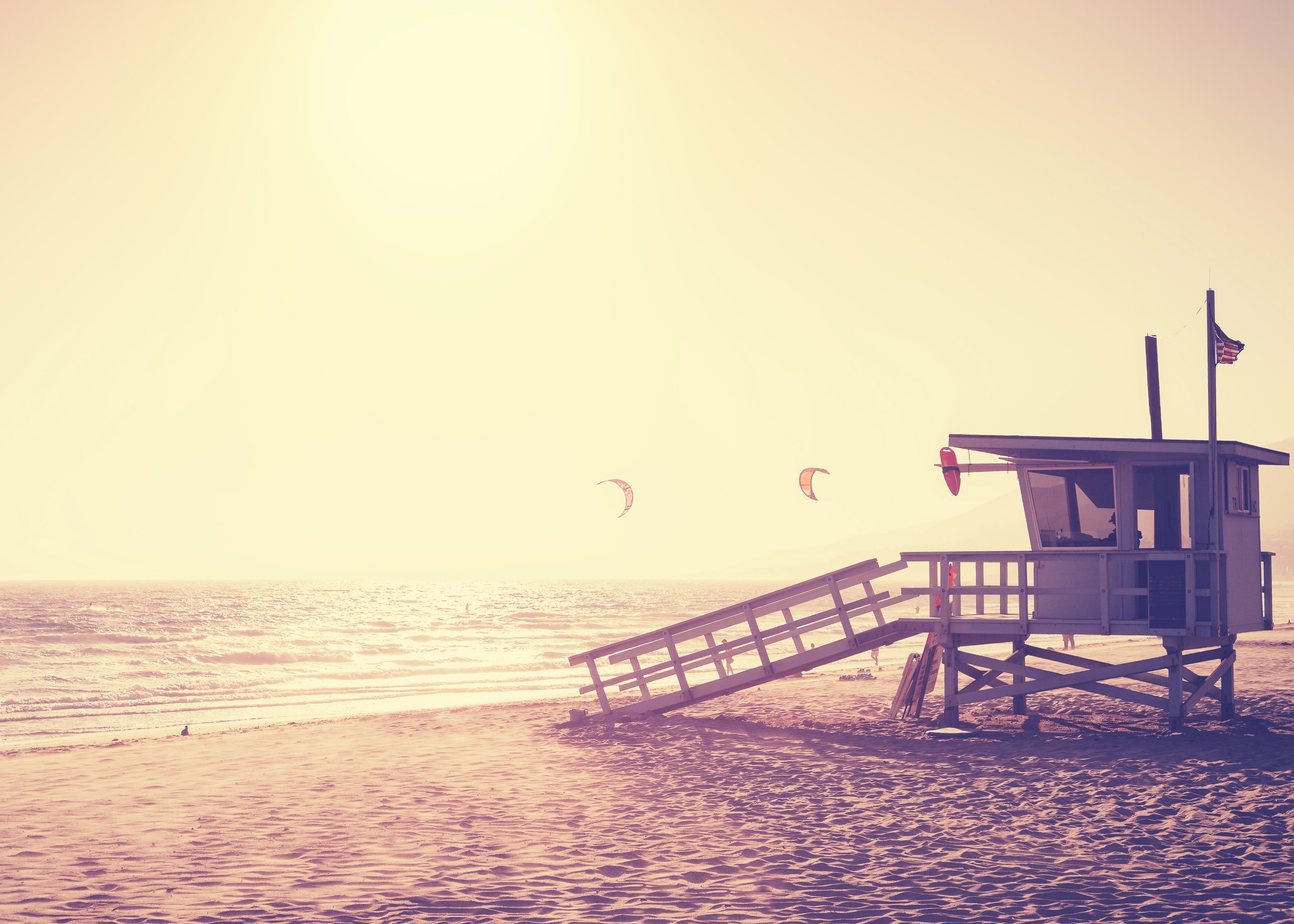 lifeguard tower at sunset beach