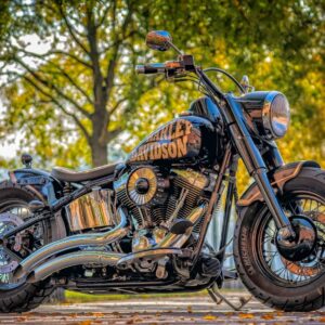 Класически Harley-Davidson мотоциклет на открито