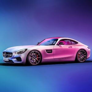 Mercedes-AMG в пурпурно и синьо неоново осветление