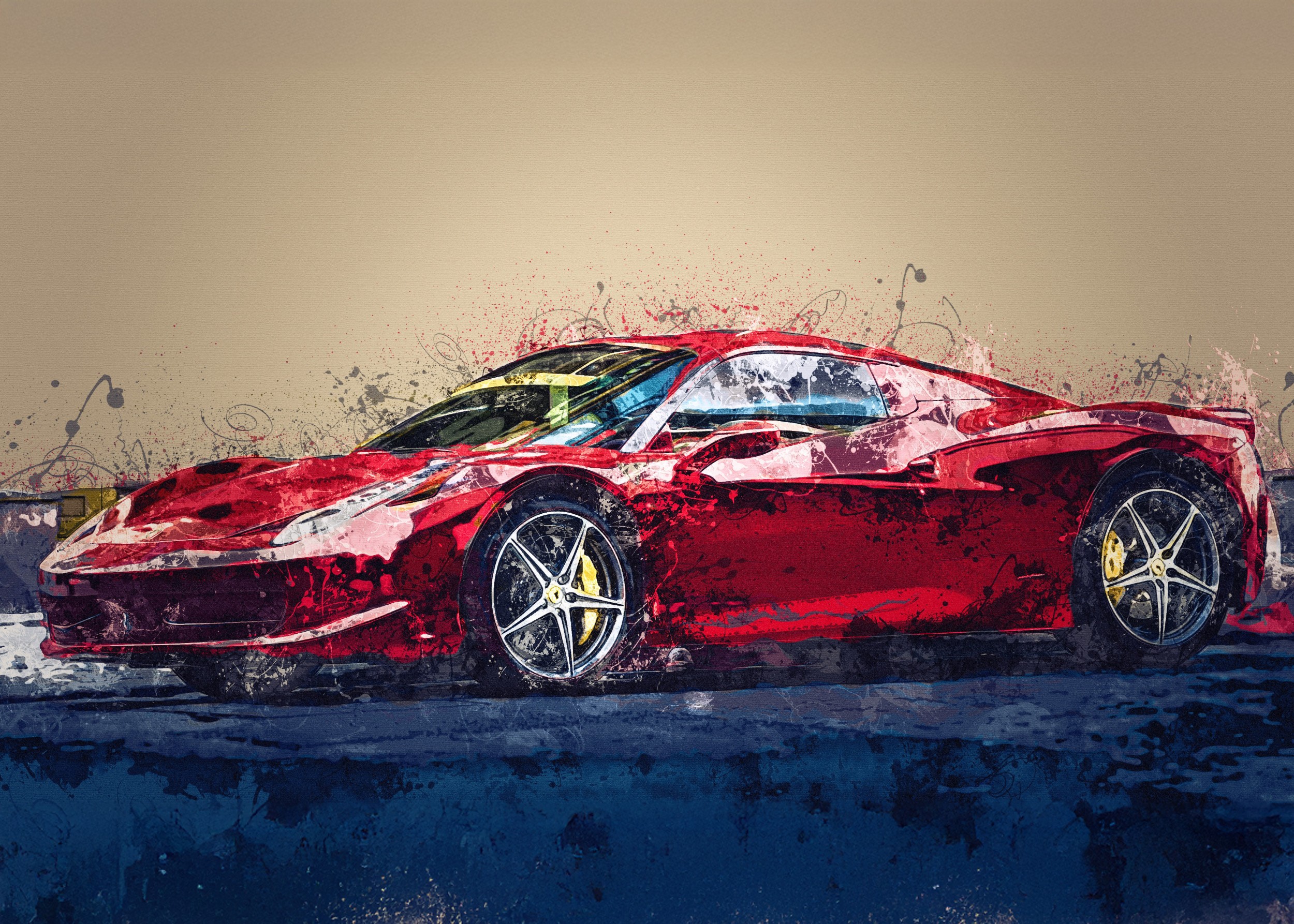 Художествено Ferrari с акварелна техника