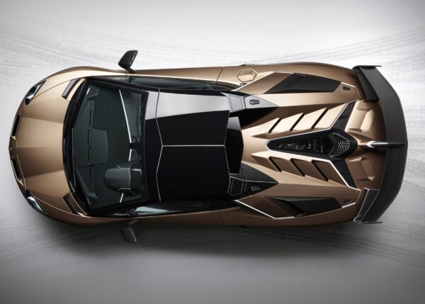 Bronze Lamborghini top view luxury sports car