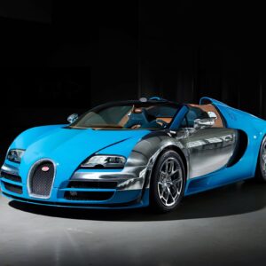 Синьо-сребриста Bugatti Veyron спортна кола