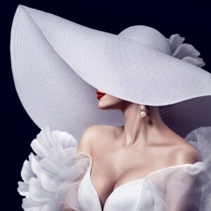 Жена с бяла шапка и червени устни